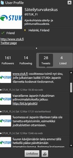 Kuva STUK tviiteistä TweetDeckistä